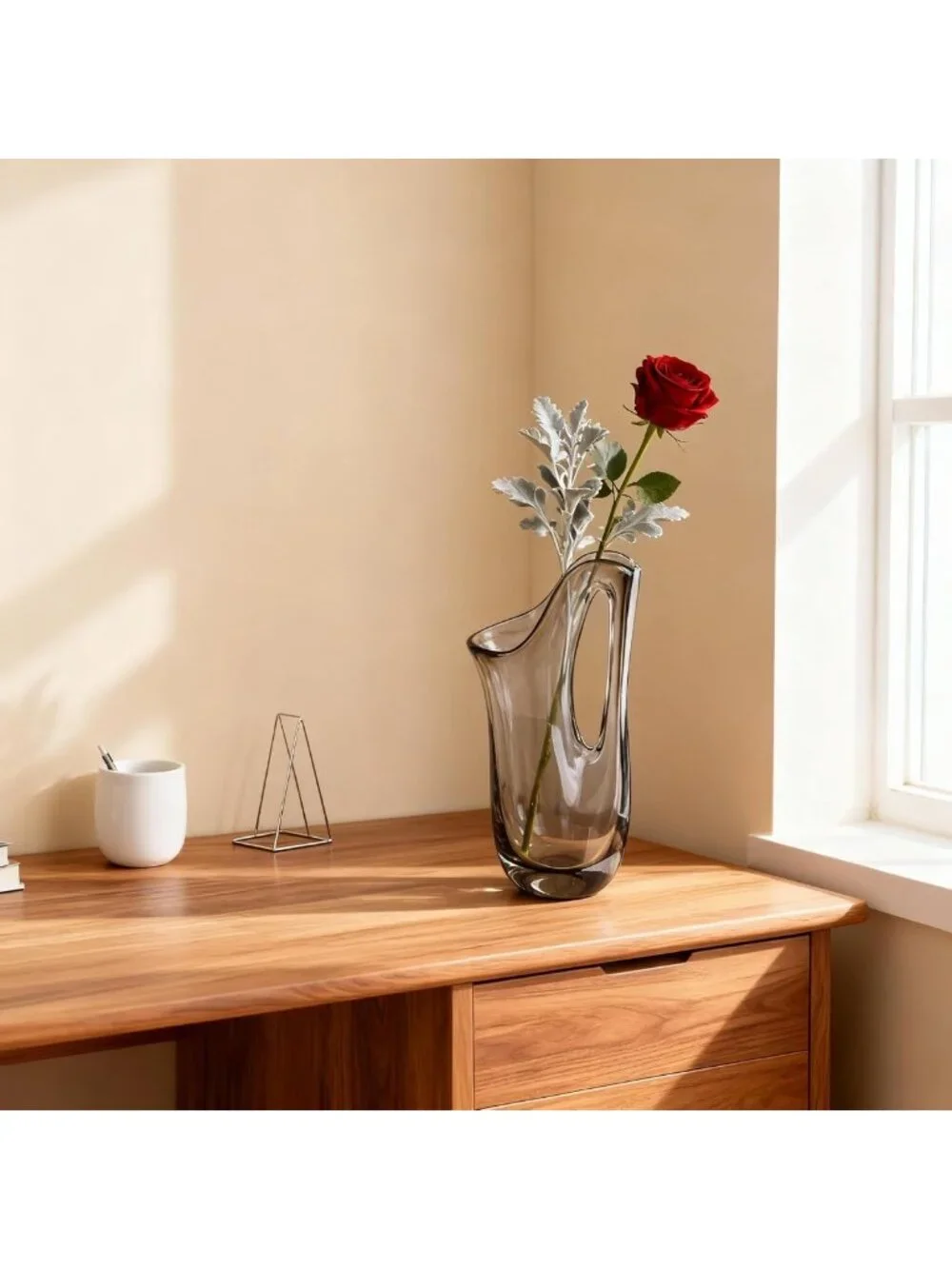 Rustic Brown Glass Flower Vase - 12.6